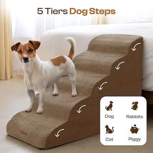 <span class=keywords><strong>Rampe</strong></span> d'escalier pour chien pour lit et canapé jusqu'à 17 '', marches en mousse inclinées à 3 marches pour animaux de compagnie pour monter sur le canapé, échelle pour chiot avec housse lavable - Product Image 6