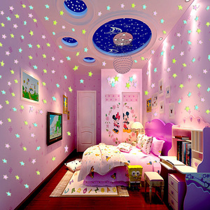 100 pezzi 3D bagliore soggiorno decorazione <span class=keywords><strong>per</strong></span> bambini colore miscelazione stelle luminose adesivo da parete - Product Image 6