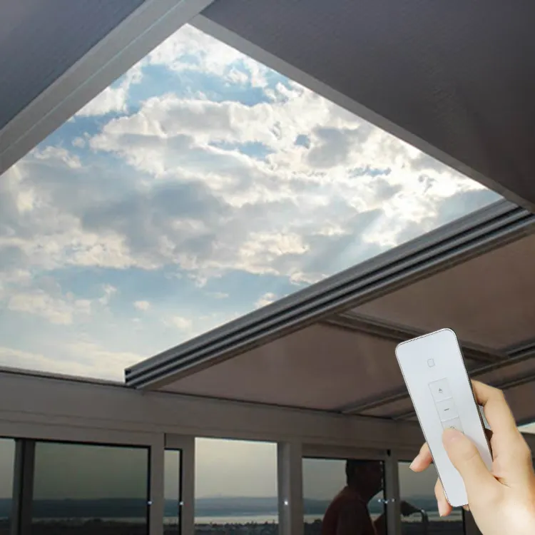 アルミスライディングスマート操作可能透明ガラス天窓アメリカンルーフシステム換気自動トップRv天窓