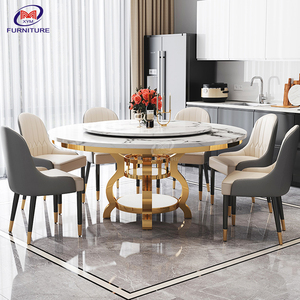 Mesas de comedor <span class=keywords><strong>y</strong></span> <span class=keywords><strong>sillas</strong></span> modernas de mármol de lujo, juegos de sala de estar de acero inoxidable grueso, muebles para el hogar de espuma de alta densidad - Product Image 1