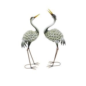 2 Pièces Statues de Grue à Fleurs en Métal Support de Hérons Verts Décorations de Jardin Colorées pour l'Extérieur Matériaux Durables pour l'Accent Mural - Product Image 6