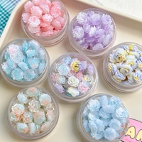 Manik-manik Plastik/Resin Bunga Mawar Campuran Laris Manis, untuk Kerajinan Tangan DIY, Stiker Kuku, Gelang, Kalung, Perhiasan