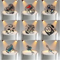 925 Silber Armband Aladdin-Lampe Wunderteppich Kristallkugel Fledermausflügel Herzförmiger Anhänger DIY Perlenkette Zirkon GDTC