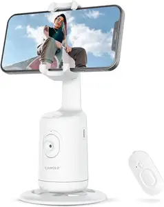 Canlı Vlog şarj edilebilir 360 rotasyon otomatik AI izleme uzaktan akıllı telefon ile telefon tutucu yüz izleme Tripod Selfie çubukları