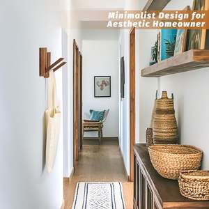 ตะขอแขวนผนังแบบพับได้ : ตะขอแขวนเสื้อผ้าไม้สไตล์เรียบง่าย ติดผนังสำหรับแขวนของหนัก เช่น <span class=keywords><strong>หมวก</strong></span> กระเป๋า ผ้าเช็ดตัว ประหยัดพื้นที่ ดีไซน์มินิมอล - Product Image 6