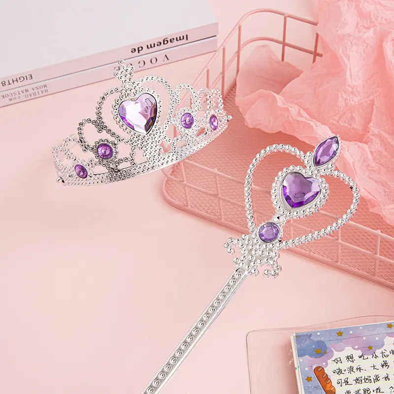 3 pezzi carino copricapo Tiara corona bacchetta magica Set ragazze fascia principessa accessori per capelli corone per neonate