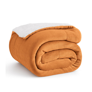 Couverture Sherpa 100% polyester microfibre épaisse double couche en molleton de flanelle tricotée en maille unie douce pour la peau toutes saisons - Product Image 2