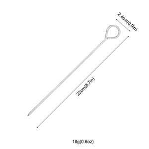 Brochettes <span class=keywords><strong>de</strong></span> barbecue en acier inoxydable <span class=keywords><strong>de</strong></span> 22 cm avec embout à œillet, <span class=keywords><strong>de</strong></span> qualité alimentaire, pour cuisines professionnelles (vente en gros) - Product Image 1