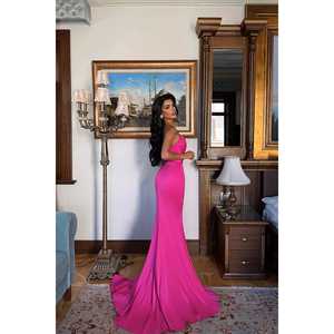 Robe de bal vintage de luxe Elodie fuchsia, taille empire, silhouette trapèze, décoration en dentelle, longueur courte, en polyester, taille XL - Product Image 1