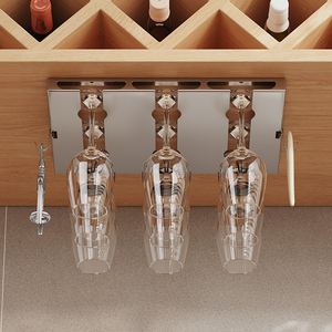 Portavasos de vidrio de metal debajo del gabinete y estante colgante para copas de vino en el gabinete de almacenamiento - Product Image 3