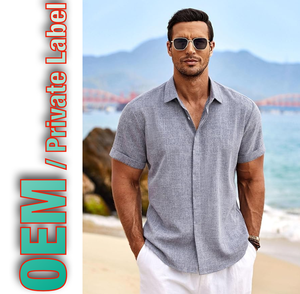 Chemises décontractées personnalisables pour hommes, style été, à simple boutonnage, anti-boulochage - Product Image 2