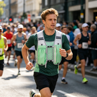 Sac de course à dos avec porte-bouteille, pochette téléphone, bande réfléchissante, respirant, imperméable pour le cyclisme, la course de nuit décontractée, logo personnalisé