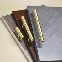 Poignées de tiroir en laiton brossé JAYA, finition T-Bar, boutons ronds lisses dorés pour armoires de cuisine, placards et meubles