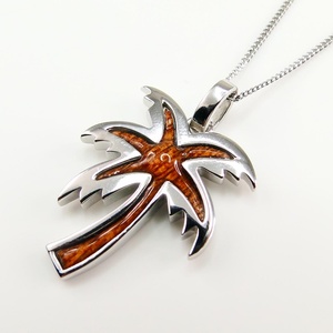 Nouveau collier pendentif papillon en argent sterling plaqué rhodium incrusté de bois de koa de style hawaïen - Cadeau - Product Image 3