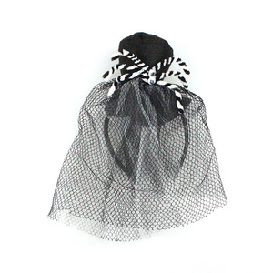 Halloween Hat With Veil Headband Black Tulle Pirate <b>Skull</b> Design Costume Prop For Party <b>Decorations</b> - Product Image 3