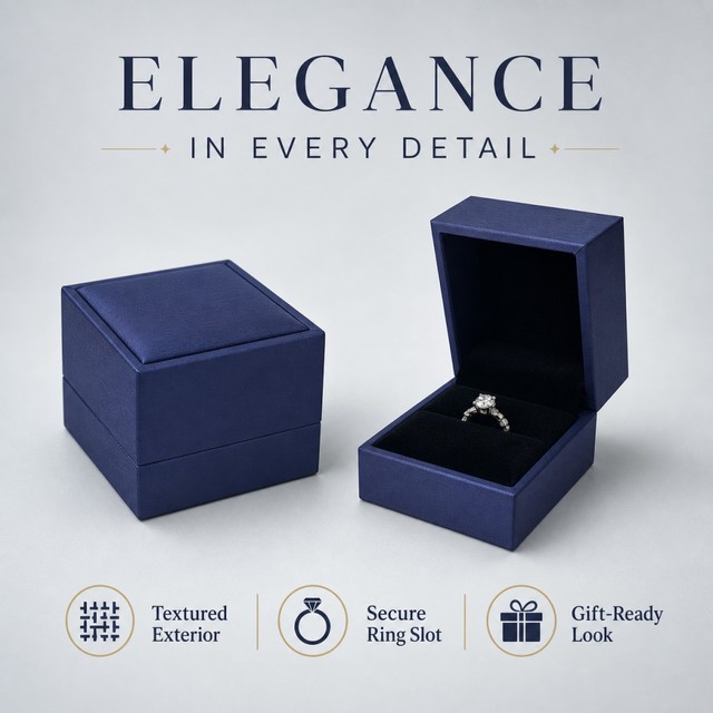 PU Leather Ring Gift Box Black Velvet Luxury Proposal Ring Jewellery Packaging Box for Wedding Diamond Ring Jewelry Storage
