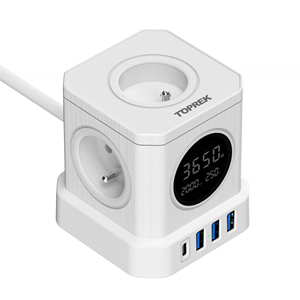2024 nouveau <span class=keywords><strong>style</strong></span> 4 prises <span class=keywords><strong>France</strong></span> et prise de port 4USB câble de 2m avec écran d'affichage de puissance - Product Image 5