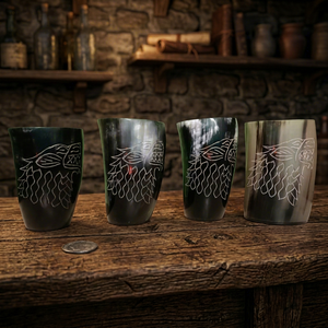 Verres à boire en corne gravés, en corne naturelle de buffle, d'ox ou de vache, style Viking médiéval, articles de boisson faits à la main, fournisseur en gros - Product Image 1