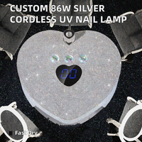 Lampu Kuku UV LED Tanpa Kabel 86W Silver, Logo Pribadi, Mesin Pengering Gel Polish Manikur, Pengeras Rhinestone, Kualitas Tinggi, Cepat Kering