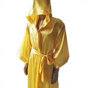 HAWK SPORTS INDUSTRIES Robe en satin de polyester à capuche jaune à manches longues avec ceinture, durable pour l'entraînement et la compétition en arts martiaux - Product Image 1