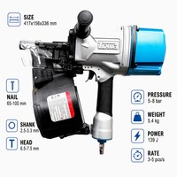 Pistolet à clous pneumatique TOUA CN100 de qualité industrielle, personnalisation OEM ODM, corps en aluminium, pour palettes, caisses et bardages, garantie 1 an