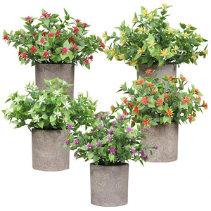 Ornement de bureau en forme de bonsaï artificiel en papier rose <span class=keywords><strong>jasmin</strong></span>, pot cylindrique en pâte à papier, fleur artificielle en pot - Product Image 5