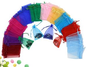 Petites pochettes en organza écologiques biodégradables personnalisées, sacs à cordon pour bonbons, cadeaux, fêtes, mariages, emballages, pochettes à bijoux avec logo - Product Image 6