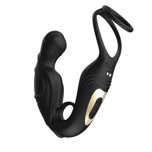 Fernbedienung Doppelte Verwendung Stimulierende Rotation Vibrierender <span class=keywords><strong>Penis</strong></span> ring Anal Butt <span class=keywords><strong>Plug</strong></span> Cockring für Männer - Product Image 3