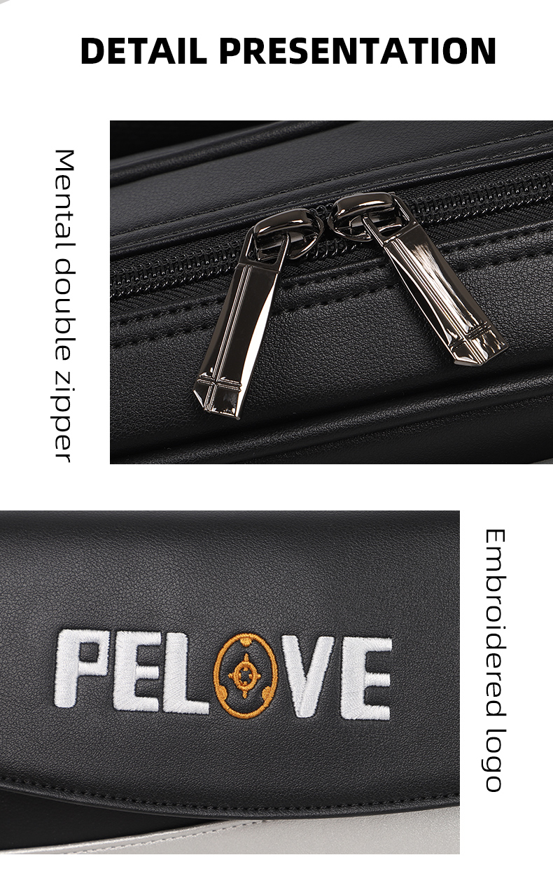 PELOVE Custom PU Leather Billiard Cue Case for 3 Butts & 4 Shafts
