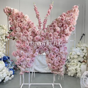 IFG 1.5x1.7m farfalla artificiale decorazioni <span class=keywords><strong>di</strong></span> nozze arco fiore sfondo rosa rosa per eventi - Product Image 2