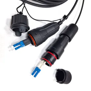 Kabel Patch serat optik bulat 5.0mm, dengan konektor LC DX tahan air sesuai dengan Fullaxs 15m 20m 30m
