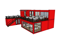 Deux étages Pop-up conteneur café restaurant bar café kiosque, stand utiliser des maisons préfabriquées en acier