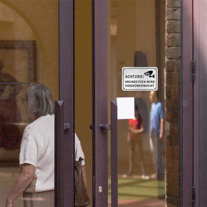 Внимание! Камера видеонаблюдения. Всепогодный алюминиевый предупреждающий знак с текстом и иконкой камеры, 15x10 см, для использования в Германии и Европе. - Product Image 6