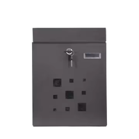 Boîte aux lettres murale extérieure résidentielle en métal galvanisé noir, grande capacité, moderne, étanche, avec serrure à clé