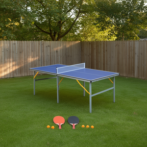 โต๊ะปิงปองพับได้แบบพกพา ขนาด 6 ฟุต โครงอะลูมิเนียม หน้าโต๊ะหนา 18 มม. ใช้ได้ทั้งภายนอกและภายในอาคาร พร้อมไม้ปิงปอง 2 อัน - Product Image 2