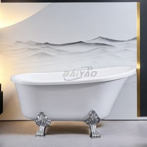 Baignoire autoportante à trempage profond | Baignoire à pantoufles en acrylique moderne avec un design élégant pour la salle de bain - Product Image 6