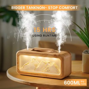Humidificador Ultrasónico Eléctrico de 600 ml con Doble Pulverización, Luz Nocturna, USB, Mini, Silencioso, para Habitación u Hotel, con Acabado de Madera - Product Image 6