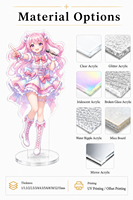 Standee Akrilik Anime Custom UV Printing dengan Epoxy Dome Relief, Slot Tunggal, Figur Akrilik, Hadiah untuk Penggemar Karakter Anime