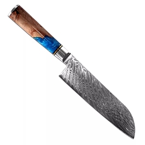 Couteau de chef de cuisine Damas personnalisé de 8 pouces, <span class=keywords><strong>67</strong></span> couches, hachoir à viande, ambidextre, durable, multi-usages, manche en résine - Product Image 1