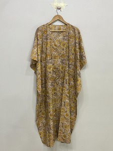 Caftán Corto de Seda Pura, Talla Única, Holgado y Cómodo para Cualquier Talla, Aproximadamente 47 Pulgadas, Proveedor de la India - Product Image 5
