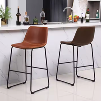Tabouret de bar en cuir PU à cadre en fer au design minimaliste chaise tabouret haut Vintage à la mode pour salle à manger cuisine maison Bar salon