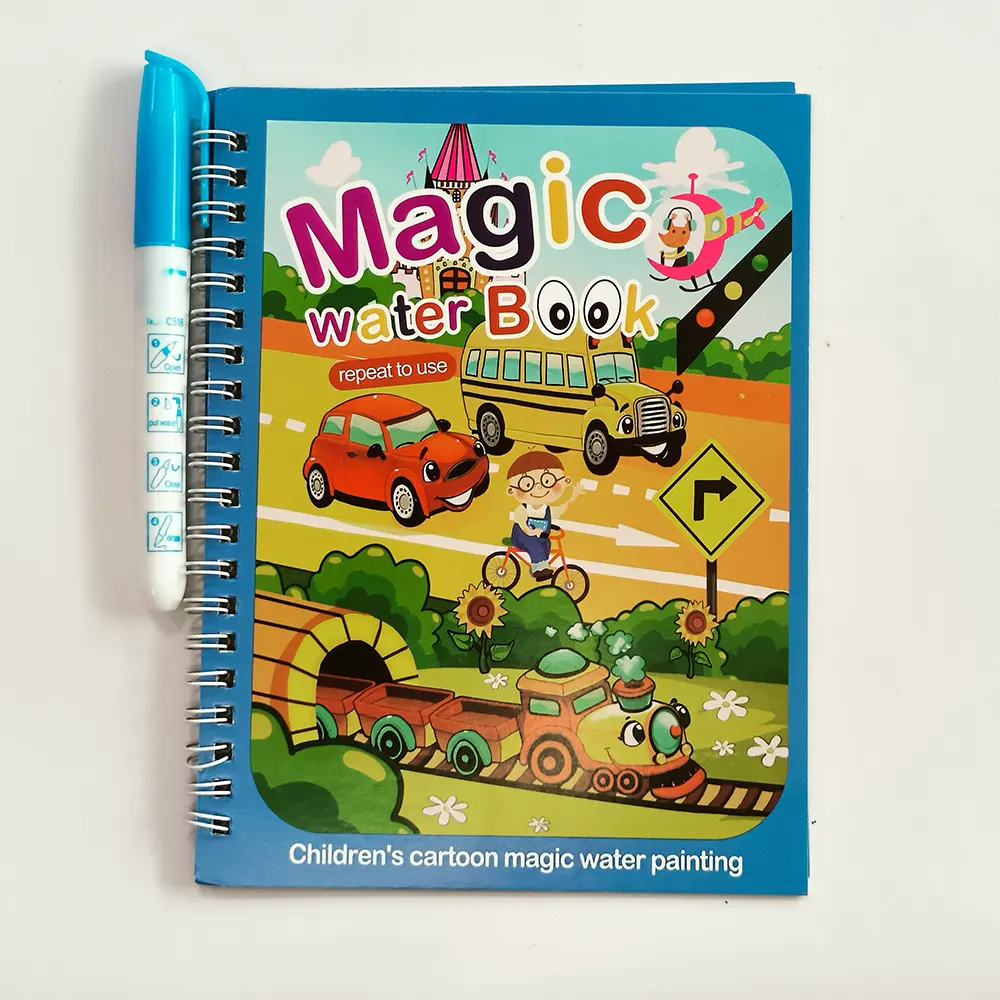 Usine personnalisée montessori jouets livre de coloriage livre de dessin avec stylo à eau livre d'eau magique pour les enfants