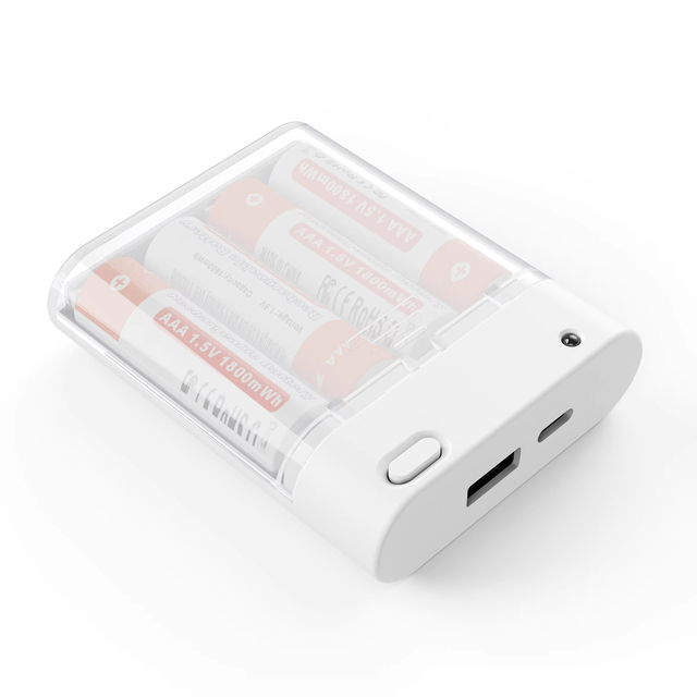 Portable AA Battery Power Bank, 4xAA Power Supply with USB-A & Type-C Output for Emergency Charging