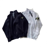 Cardigan unisexe de marque européenne et américaine, tendance, col montant, chaud, automne/hiver, coupe ample, pull tricoté, double fermeture éclair