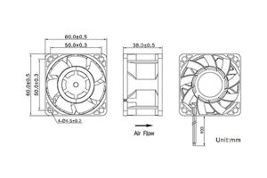 Ventilateur de refroidissement à faible bruit 60*60*38MM pour équipement de bureau Fonctionnement silencieux pour systèmes canalisés 12V 24V 48V - Product Image 4