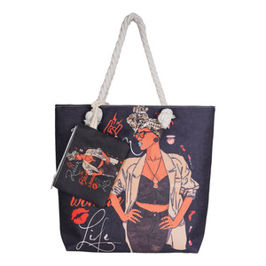 <span class=keywords><strong>Sac</strong></span> à <span class=keywords><strong>main</strong></span> pliable léger Aimiqi pour femme, <span class=keywords><strong>sac</strong></span> fourre-tout imprimé fille noire peint à la <span class=keywords><strong>main</strong></span>, <span class=keywords><strong>sac</strong></span> à bandoulière brodé avec fermeture éclair pour le voyage - Product Image 5