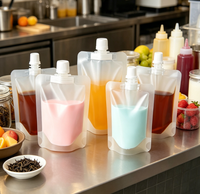 Pochettes souples transparentes imprimées de qualité alimentaire à faible MOQ pour boissons liquides, lait, bière, café, avec bec verseur