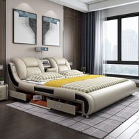 Modernes Luxus Schlafzimmer Möbel Smart Elektrisches Massage Polsterbett King Size Doppelbett Matratze Plus Rahmen mit TV-Design