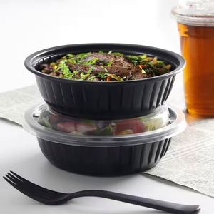 Contenants Bento jetables noirs en gros, boîtes de livraison de repas à emporter en PP/MFPP, 1 à 3 compartiments, compatibles micro-ondes - Product Image 5