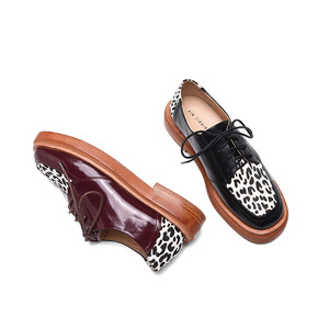 Pas cher Prix Imprimé Léopard <span class=keywords><strong>2020</strong></span> Printemps Nouvelles Filles En Gros Dames Chaussures Plates Oxford Noir Cuir <span class=keywords><strong>Bordeaux</strong></span> Mocassin - Product Image 4